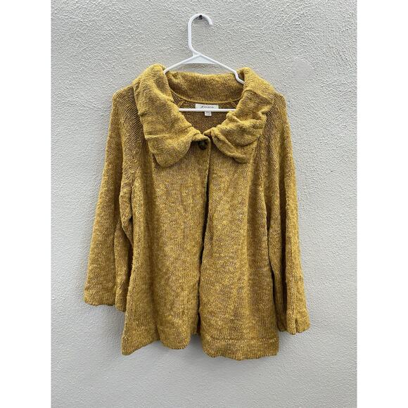 JM Collections Womens Sweater Size XL Yellow Long Sleeve One Button Knit - Picture 1 of 11